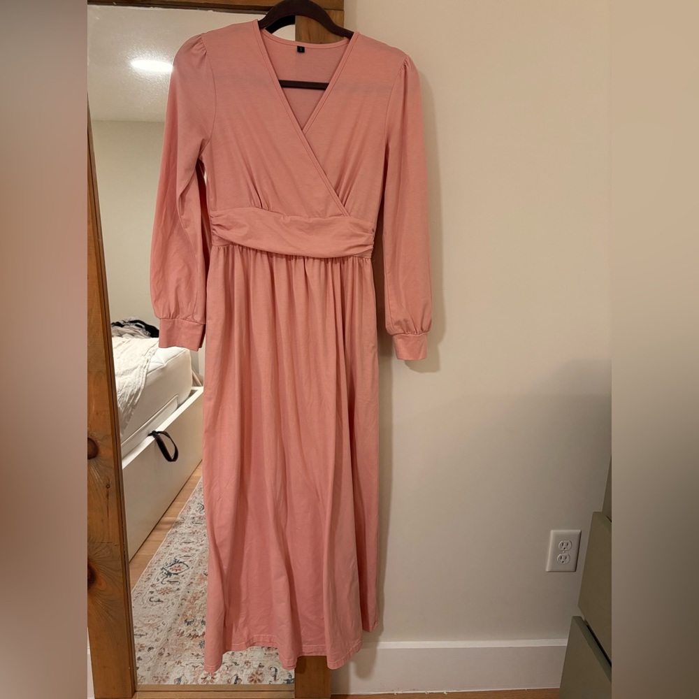 Maternity Blush Pink Wrap Dress